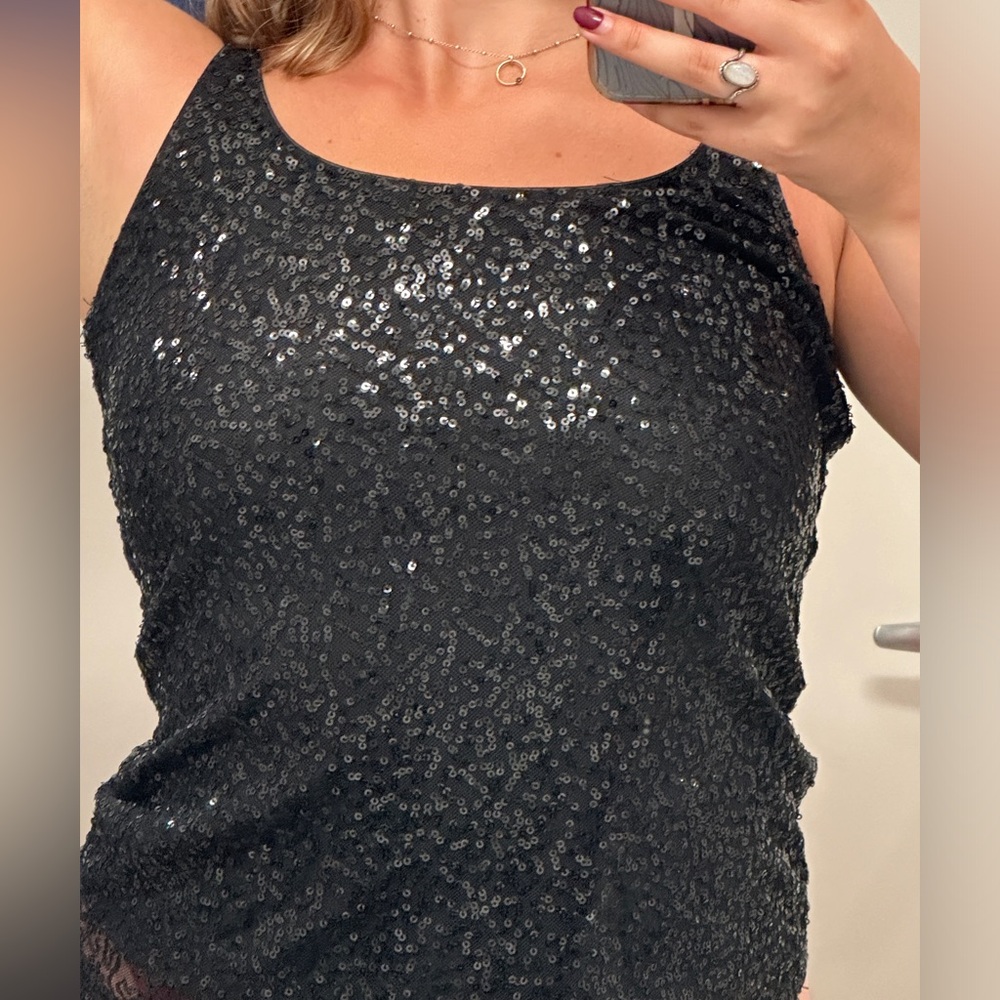 Black Sequin Tank Top